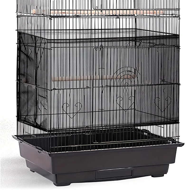 Bird Cage Cover Polyester Mesh Dust-Proof Light-Penetrating with Elastic Rope Fastener for Parrots Budgies Cockatiels Small to Large Cages Black White 31.5in Height