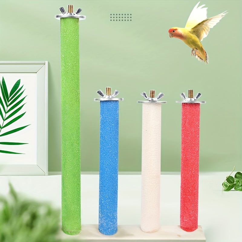 Parrot Sanding Perch Chew Stick Bird Cage Grinding Perch for Beak & Nail Trimming Cockatiels Budgies Parakeets Conures – Sandpaper Textured Rough Surface Random Color
