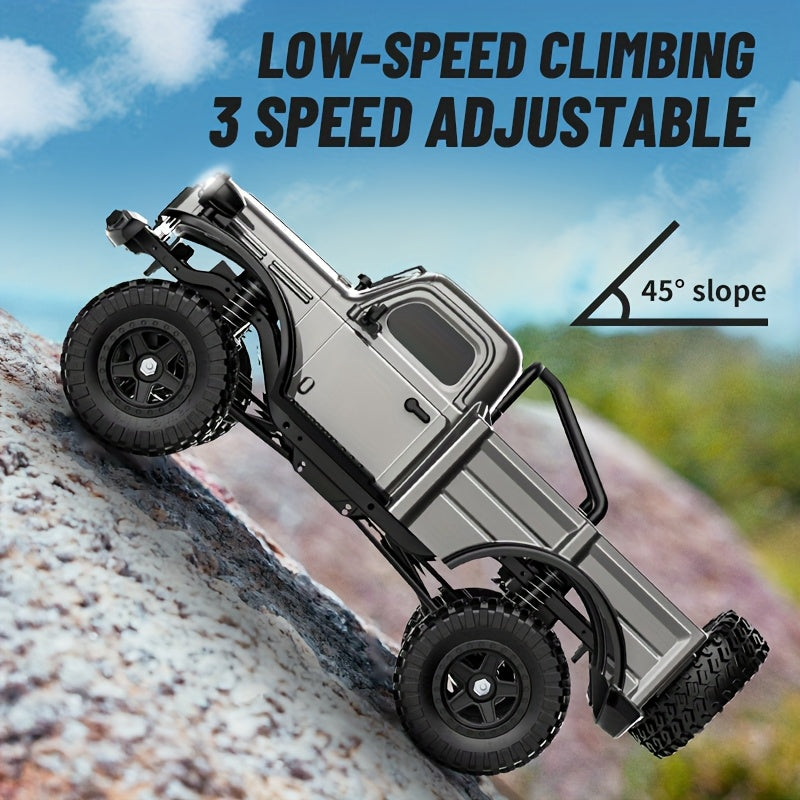High-Torque RC Pickup Truck Crawler - Carbon Brushed Motor, Ultra-Low Center Chassis, Lightweight Vacuum Shell & Wide-Traction Axle | All-Terrain Rock Climbing RC Car for Adults & Kids | Off-Road Hobby Gift