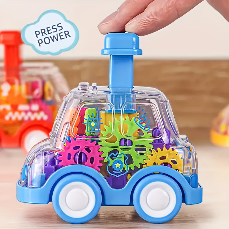 Transparent Gear Pull Back Toy Car for Kids – Educational See-Through Engine Car Model for Boys & Girls | Birthday Christmas Halloween Gift, Available in Yellow, Blue & Red