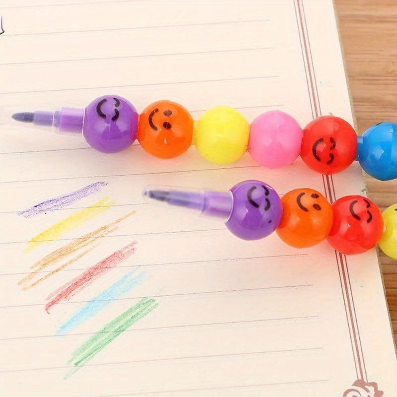 20pcs Cartoon Smiley Face Crayons for Kids - Cute Candy Gourd Shape Crayon Set for Students, Children Painting Art Supplies, School Stationery Gift, Birthday Christmas Halloween Party Favor, Random Colors