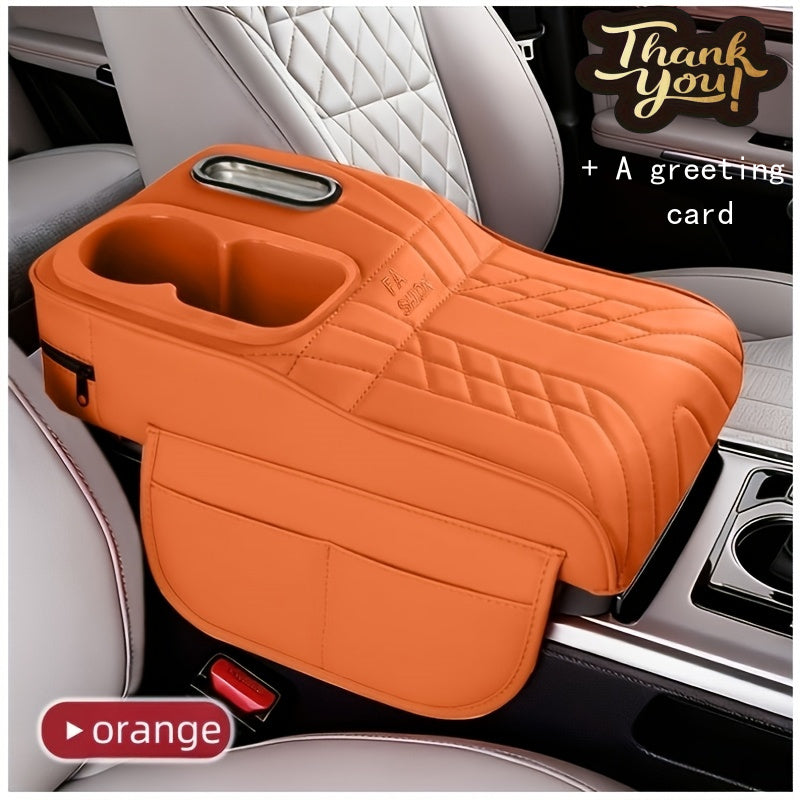Car Center Console Tray Organizer with Raised Design Tissue Box Cup Holder Non-Slip Storage Mat Black Orange Red Brown Beige