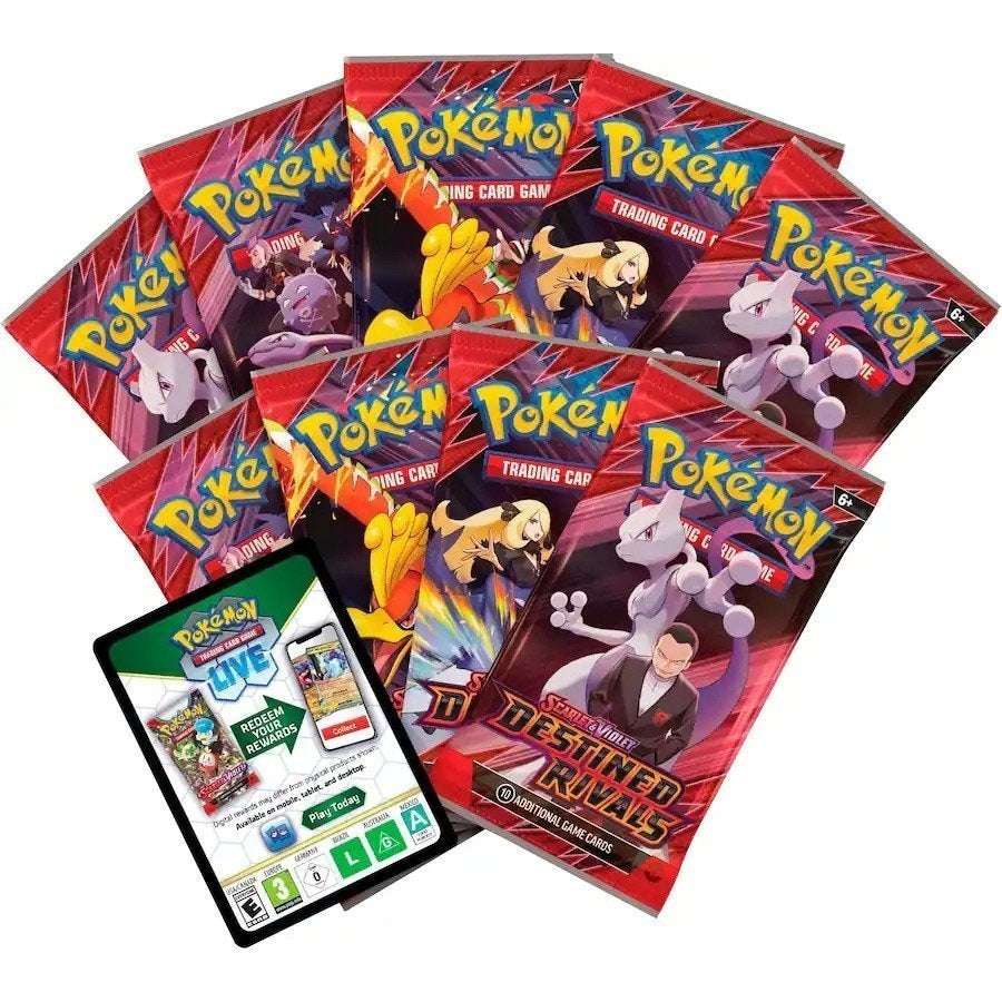 Pokemon TCG Scarlet & Violet Destined Rivals Elite Trainer Box 9 Booster Packs Foil Promo Card 65 Card Sleeves Collector Box TCG Live Code