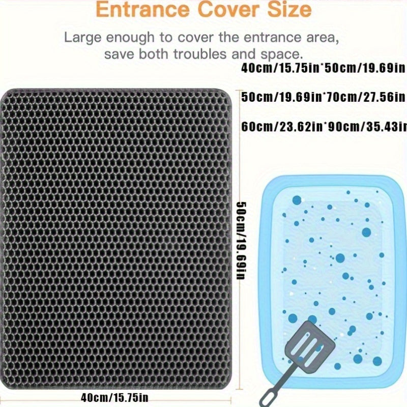 Cat Litter Mat Honeycomb Double Layer – Waterproof Urine-Proof Non-Slip Litter Trapping Mat for Cat Litter Box, Easy to Clean, Soft on Paws, Reduces Scatter & Waste, Perfect Gift for Cat Lovers