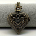 Silver Heart-Shaped Hollow Pendant Pocket Watch Necklace for Women - Elegant Quartz Locket Watch Stainless Steel Vintage Charm Jewelry, Perfect Mother's Day Valentine's & Birthday Gift