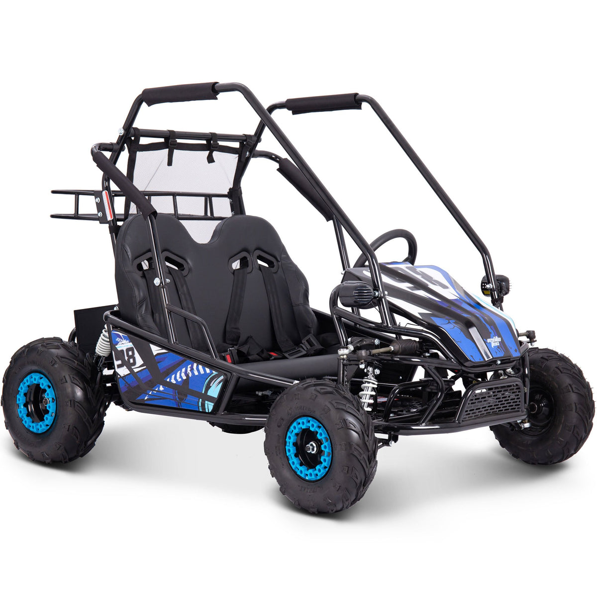 MotoTec Mud XL 60V 2000W 2-Seat Electric Go Kart – Full Suspension, 4-Point Harness, Bluetooth Speakers, 400 lb Capacity, Forward & Reverse, Off-Road Kids & Family Go Kart