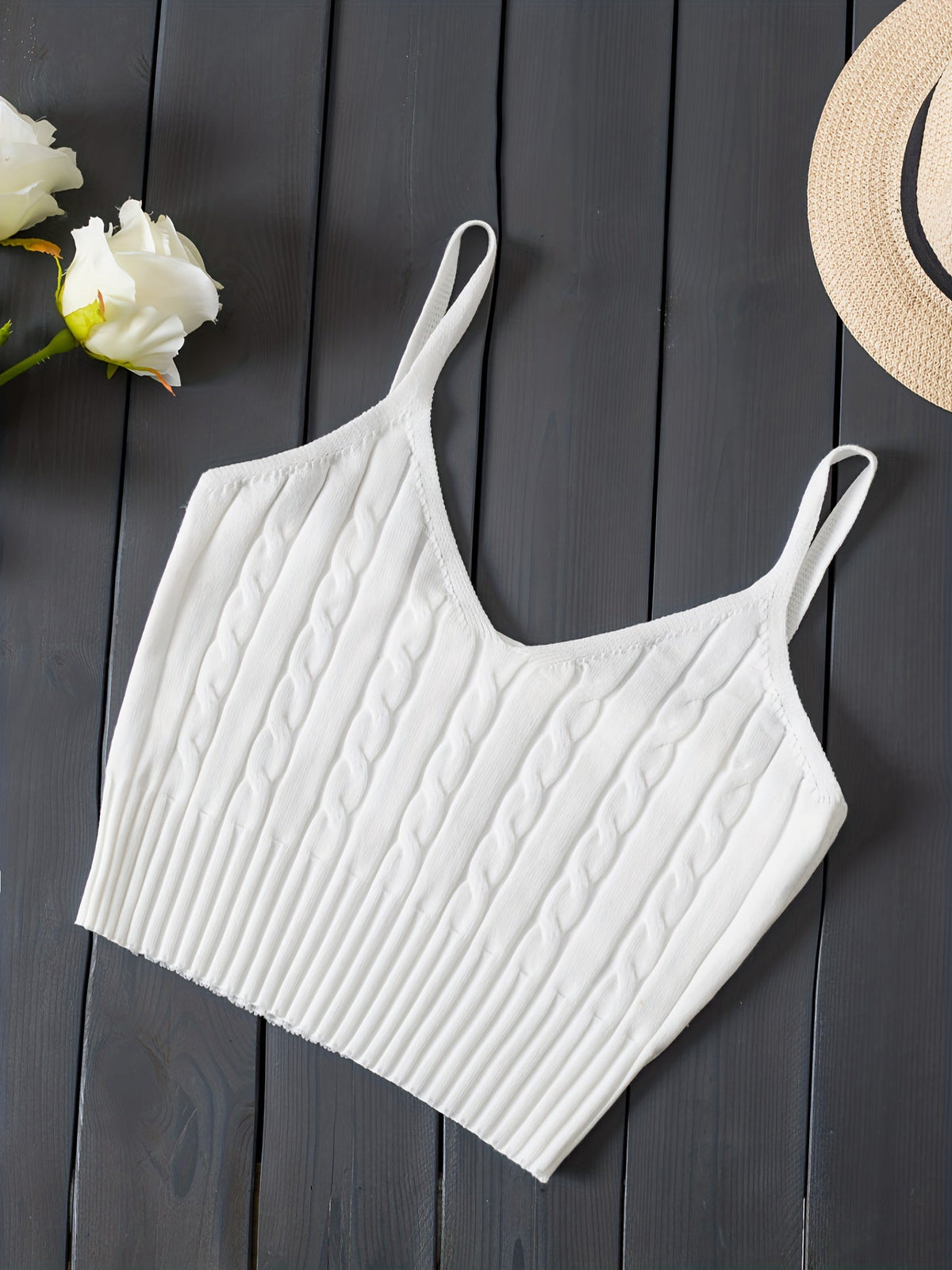 Women's Ribbed V-Neck Tank Top - Stretchy Sleeveless Vest for Layering & Everyday Wear, Beige Casual Summer Cami, Fitted Soft Knit Shirt for Women