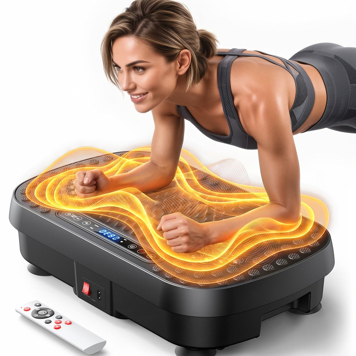 Vibration Plate Whole Body Workout Machine Lymphatic Drainage Fitness Platform Silent Motor Adjustable Speed Control Home Gym Exercise Equipment for Weight Loss Muscle Toning