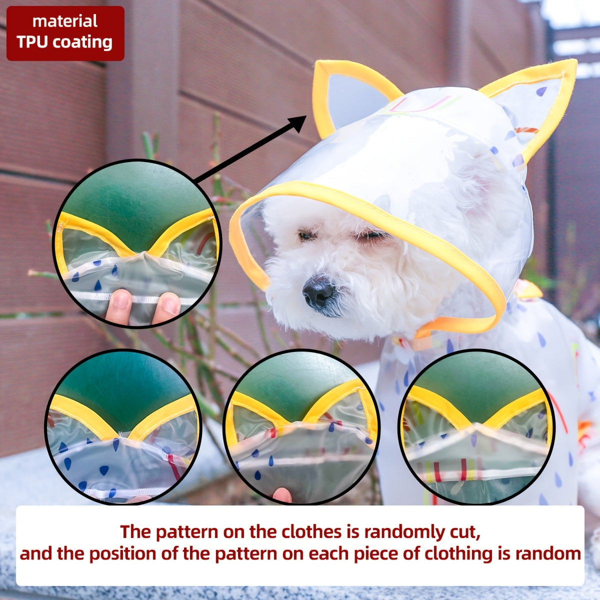 Dog Raincoat for Small Dogs - Cute Rainbow Pattern Waterproof Puppy Jumpsuit, All-Season Rain Jacket with Press Buckle Closure, Lightweight Dog Rain Coat for Small Breeds, Fun Pet Rain Outfit