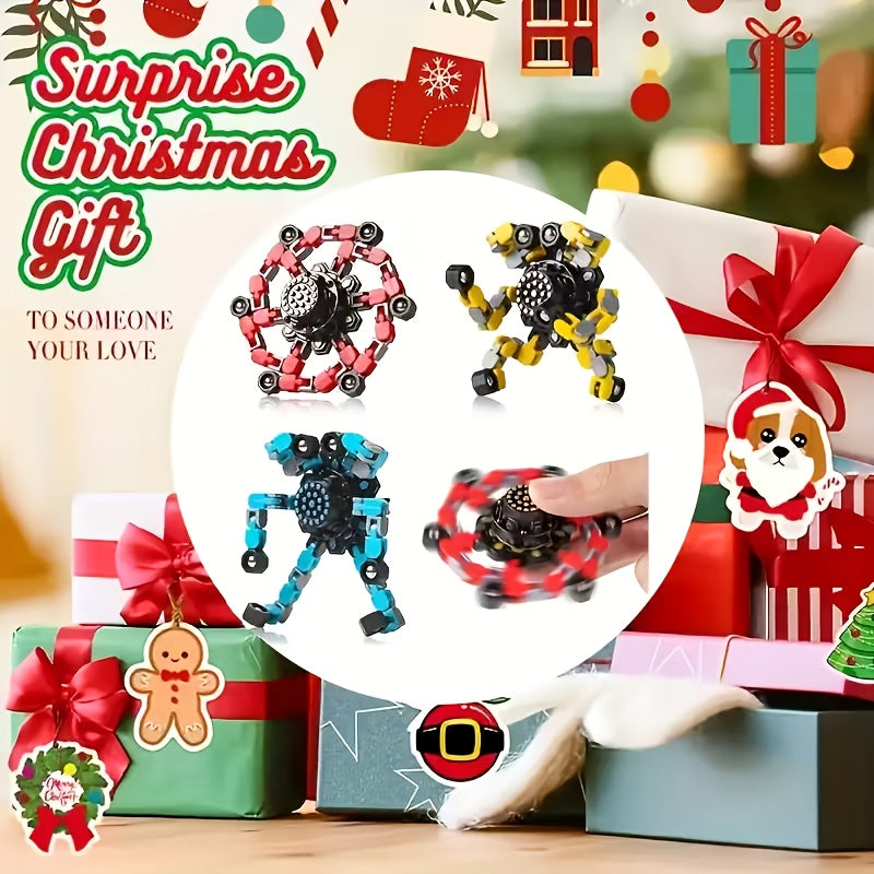 Transforming Finger Spinner Robot Toy 12 Piece Set Random Color Deformation Fidget Spinner Sensory Toy for Teens Kids Birthday Graduation Christmas Halloween Party Gift