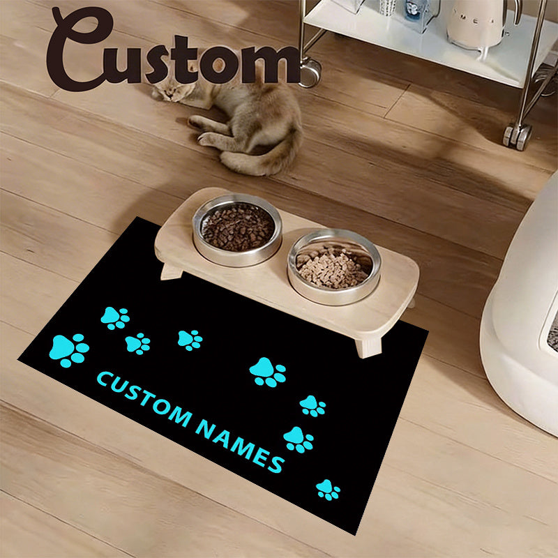 Personalized Diatomite Pet Feeding Mat with Custom Photo & Name – Quick-Dry Absorbent Diatom Mud Food Mat with Paw Print for Dog & Cat Bowls, Unique Pet Owner Gift