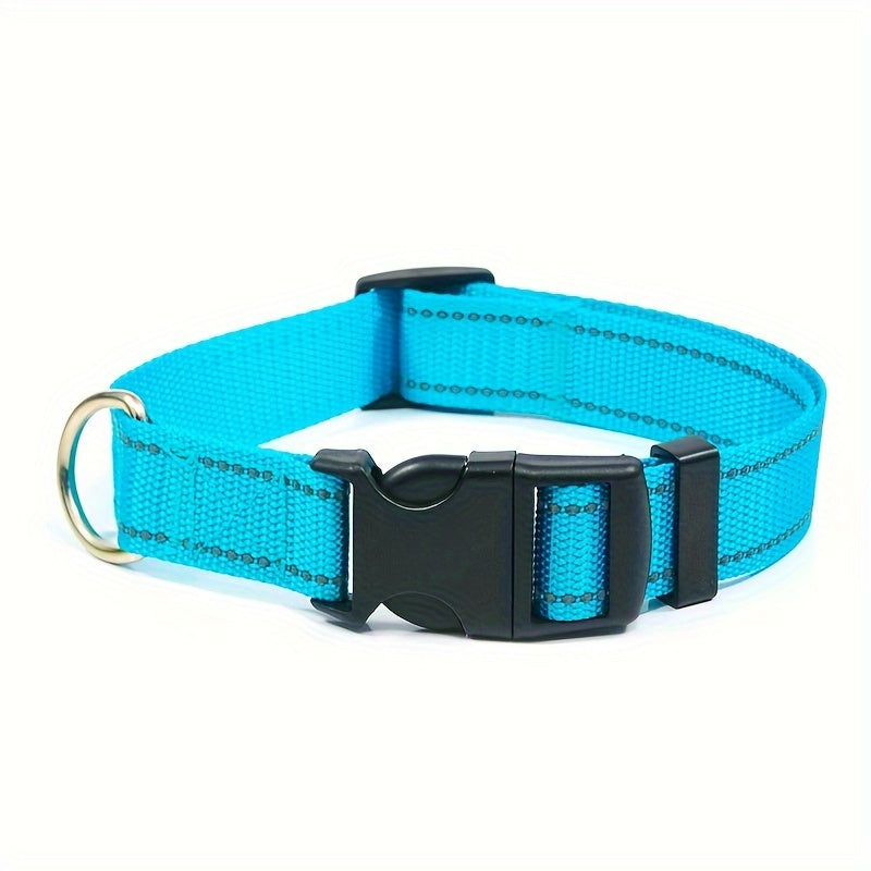 Reflective Adjustable Dog Collar for Small Medium Large Dogs & Cats – Safety Night Visibility Pet Collar with Durable Buckle, Comfortable Everyday Dog Collar
