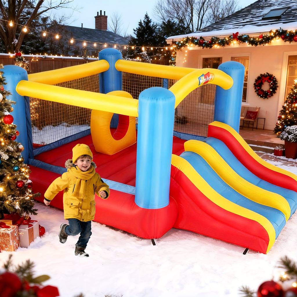 Inflatable Bounce House with Obstacle Course for Kids 3-12, 18x8.2Ft Blow Up Jumping Castle with 680W Blower, Dual Crawl Tunnels, Large Slide & Climbing Wall - Outdoor Backyard Birthday Party Bouncer