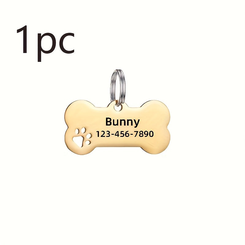 Custom Engraved Stainless Steel Dog ID Tag - Personalized Pet Name Tag Anti-Loss Single or Double Sided Engraving 6 Colors Dogs Cats Gift White Silver Gold Black Rose Gold Blue
