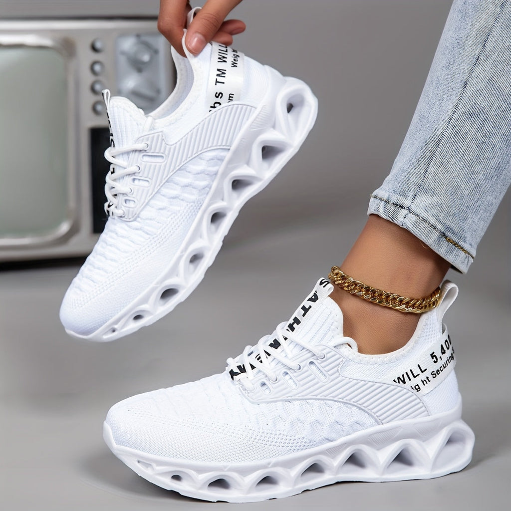 Women's Lightweight Sneakers Breathable Mesh Thick Sole Lace-Up Walking Shoes Slip-On Casual Running Tennis Shoes for Women 7 Colors Sizes US 6-12.5 Trendy Versatile Workout Shoes