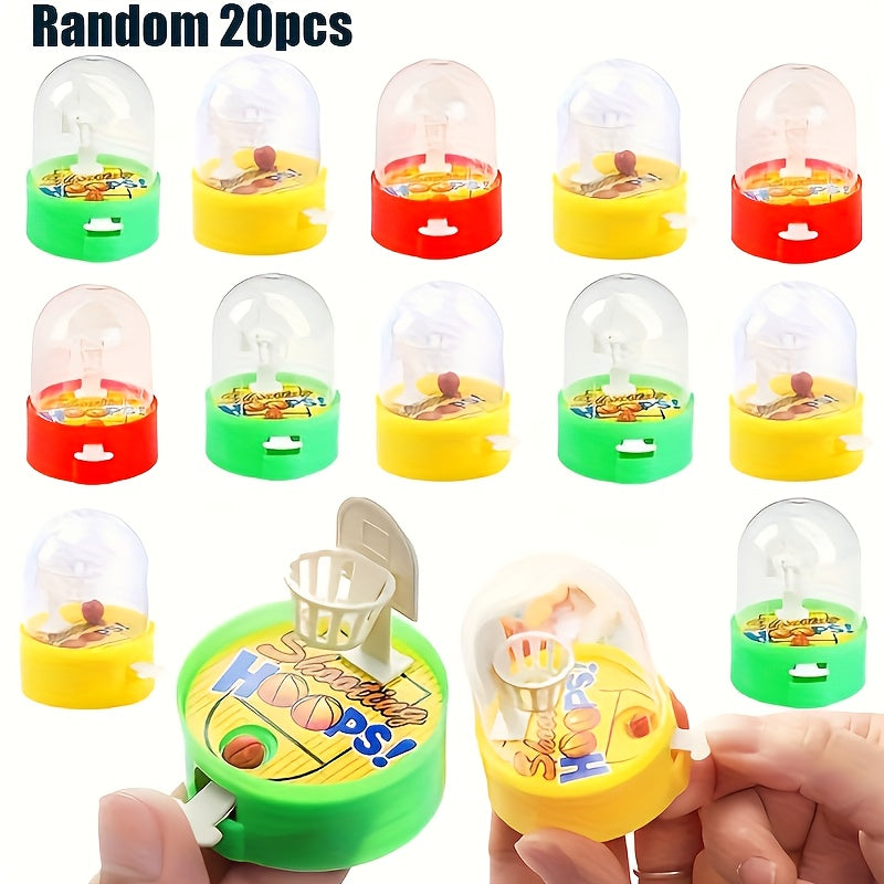 Mini Finger Basketball Shooting Game Set - Portable Desktop Tabletop Toy with Transparent Basket & Colorful Balls, 10 or 20pcs Bulk Pack, Party Favor Goody Bag Filler, Halloween & Christmas Gift, Random Colors