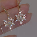 S925 Sterling Silver Pink Glass Snowflake Earrings – Elegant Romantic Dangle Earrings for Women, Festive Holiday Jewelry, Casual Daily Wear, Christmas Valentine Birthday Gift for Girlfriend