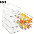 Refrigerator Organizer Bins 6-Pack Clear Stackable Food Storage Bins for Fridge, Freezer, Kitchen Cabinet & Pantry Organization, 10" Transparent Upgraded Thick Plastic Bins for Bathroom & Bedroom
