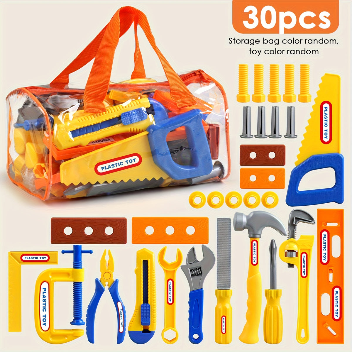Kids Toy Tool Box Set 10 19 or 30 Piece Simulation Screwdriver Tool Kit Pretend Play Construction Toys for Boys Girls Toddlers STEM Learning Home Role Play Birthday Gift Random Color