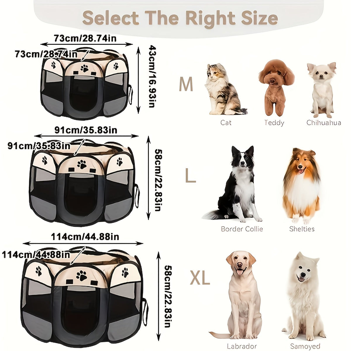 Octagonal Foldable Pet Fence Tent All-Seasons Kennel & Cat Bed – Scratch-Resistant Oxford Cloth Dog Cage for Puppies & Cats, Indoor Outdoor Camping Travel Playpen, Portable Collapsible Pet House