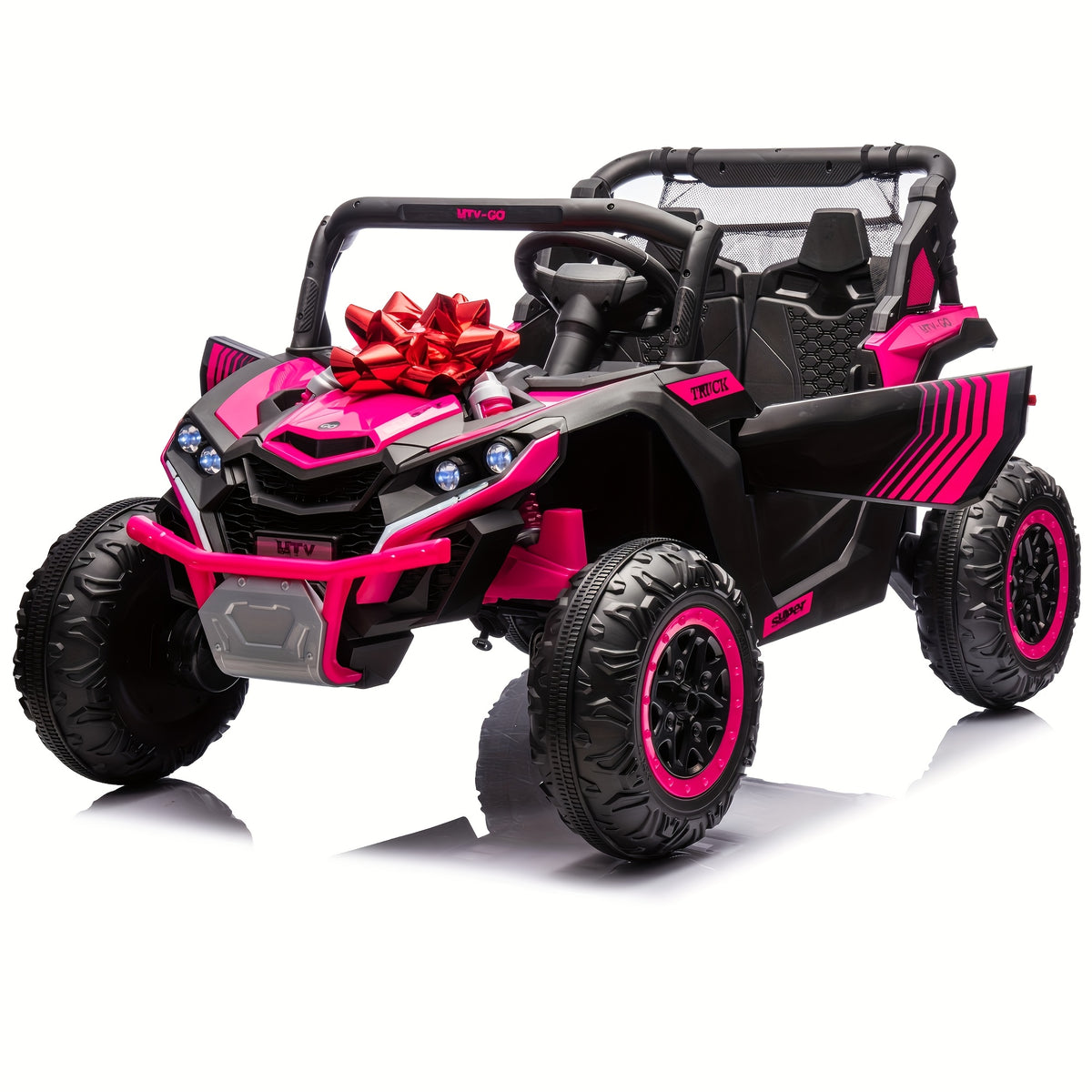 24V 2-Seater Kids Ride-On UTV with Parent Remote Control – 4WD Electric Off-Road Vehicle with 3 Speeds, LED Lights, Bluetooth Music & Suspension for Boys & Girls Ages 3-8