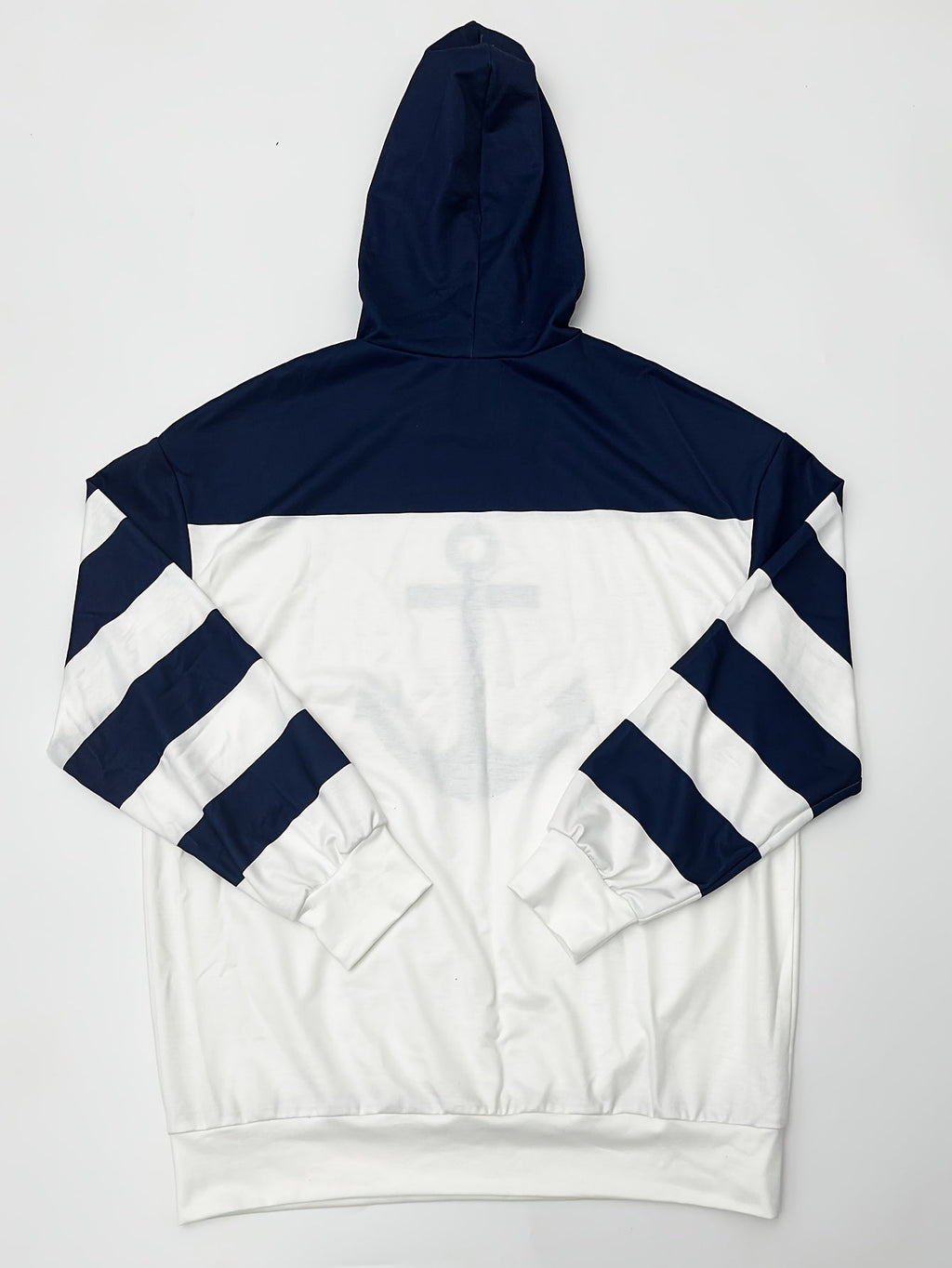 Women's Anchor Print Color Block Drawstring Hoodie Sweatshirt Long Sleeve Pullover Casual Cozy Fall Winter Mixed Colors S-XXL