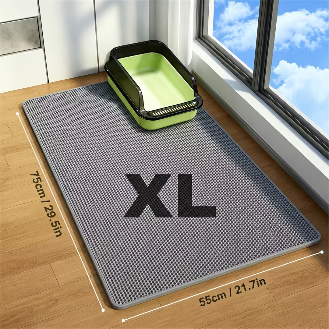 Extra Large Double-Layer Cat Litter Mat – Splash-Proof Leak-Proof EVA Non-Slip Washable Odor-Proof Scatter Control Litter Trapping Mat for Cat Litter Box, Easy to Clean Floor Protector for Cats
