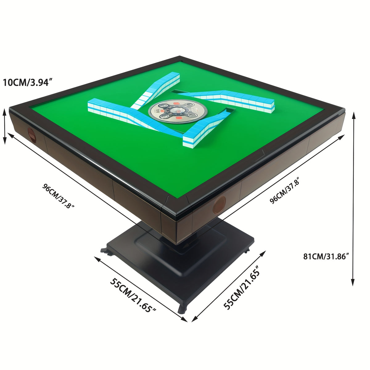 Automatic Mahjong Table with 42mm Tiles, Electric Shuffling Foldable Mahjong Set with 2 Sets of Tiles (Blue & Green), 144 Mahjong Tiles, Silent Motor, 1-Year Warranty - Perfect Gift for Mahjong Players
