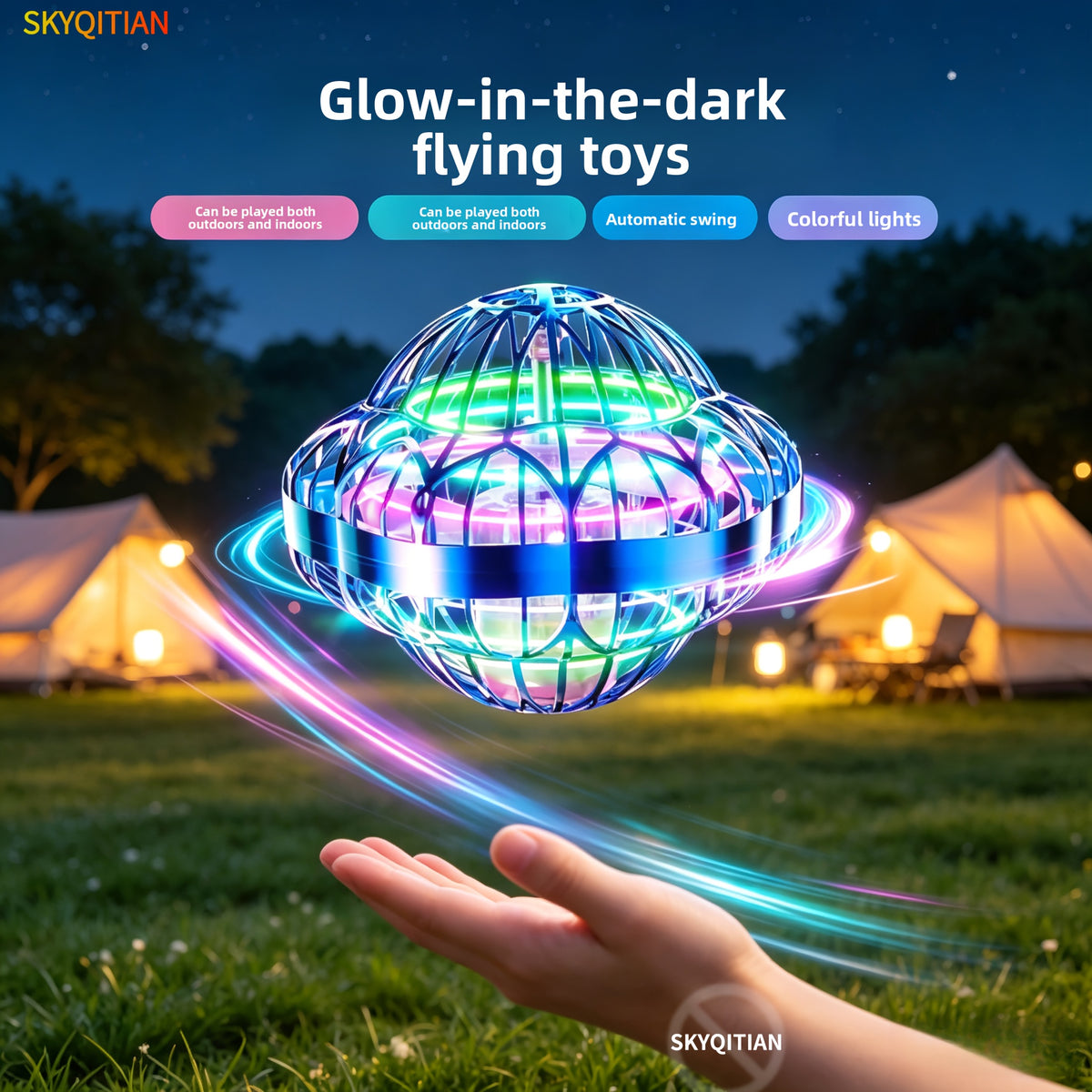 Smart Sensor UFO Hovering Flying Ball – Hexagonal Spinning Saucer Mini Drone with Autonomous Flight & Hand Sensor Control | Levitating Flying Robot Toy for Kids & Adults | Christmas & Party Gift