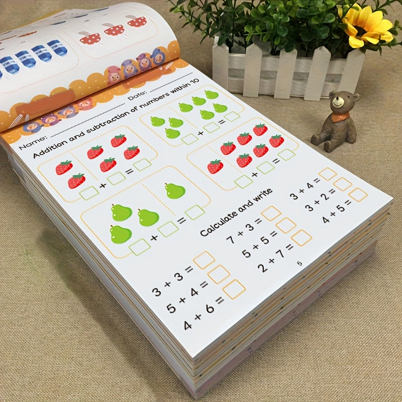 Kids Math Workbook for Preschool & Kindergarten – 64-Page Addition & Subtraction Practice, Number Tracing Handwriting Copybook, Ages 3-6 Early Learning