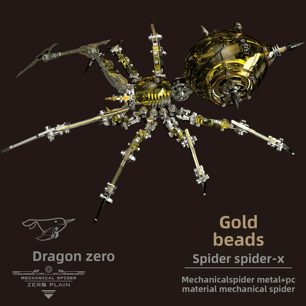 Mechanical Spider Metal Construction Kit - Intricate 3D Metal Model Building Set for Adults Ages 18+, Battery-Powered Figurine, Red Vermilion | STEM Desk Decor Gift for Men Boys Collectors