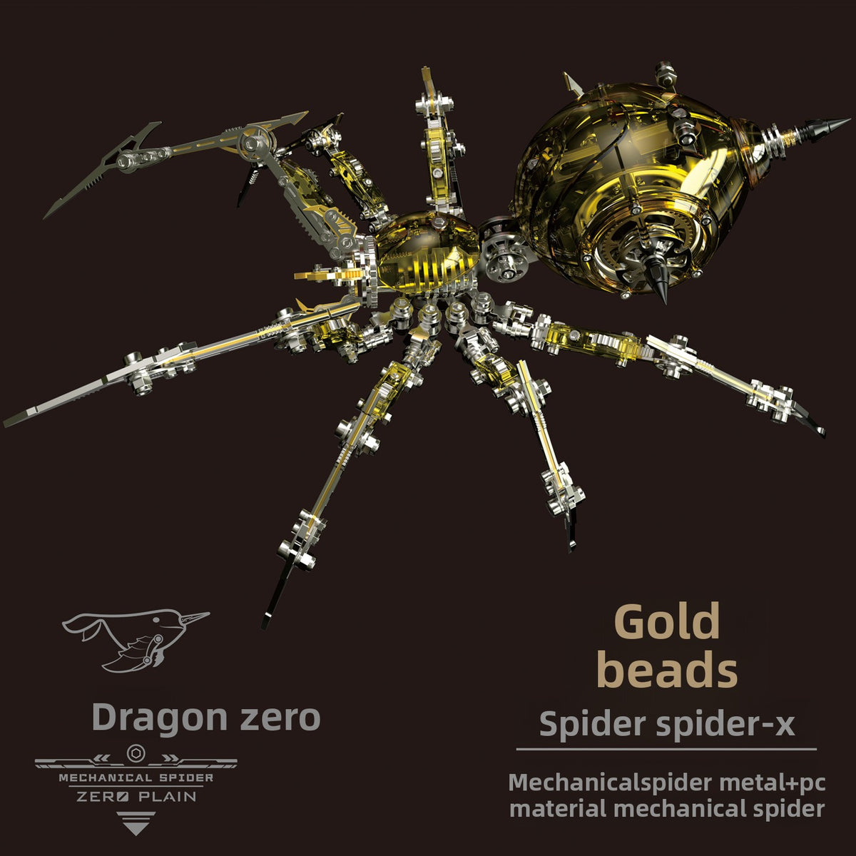 Mechanical Spider Metal Construction Kit - Intricate 3D Metal Model Building Set for Adults Ages 18+, Battery-Powered Figurine, Red Vermilion | STEM Desk Decor Gift for Men Boys Collectors