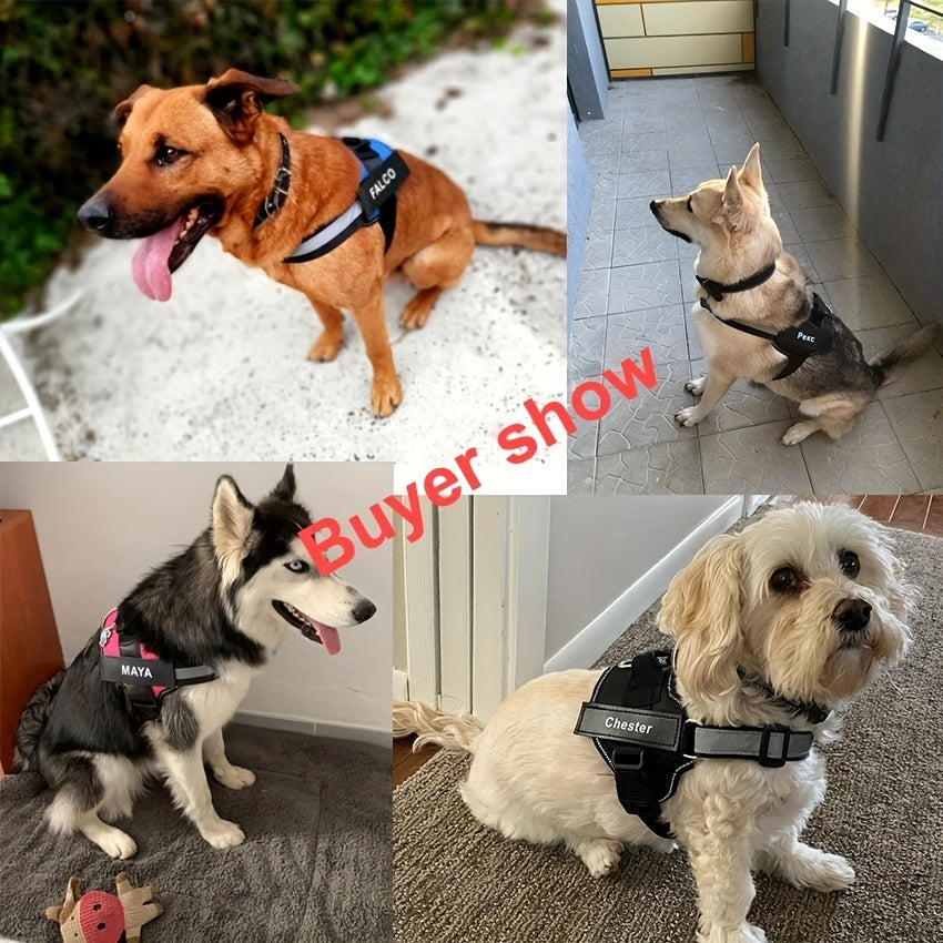 Personalized No-Pull Dog Harness Vest – Reflective Breathable Custom Name Pet Harness for Small to XXL Dogs, Outdoor Walk & Training Vest in 12 Colors Including American Flag & Camo