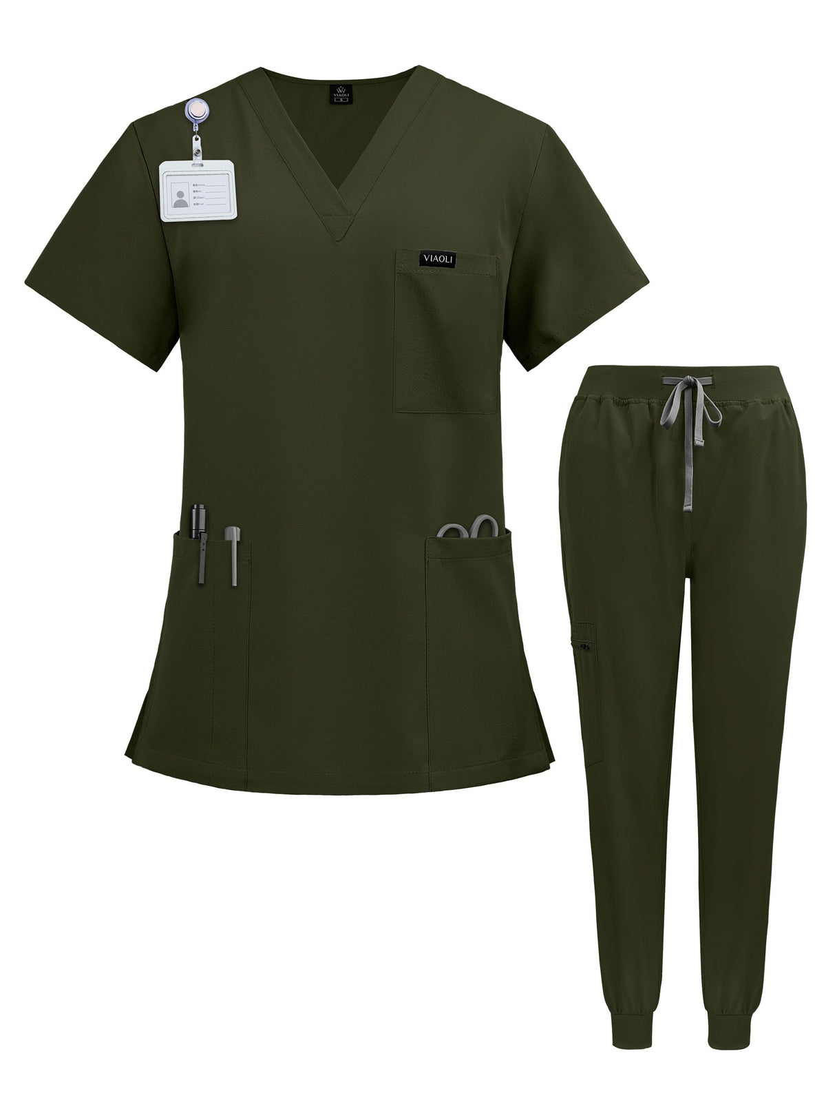 Unisex Medical Scrub Uniform Set for Nurses Doctors Veterinary Dental Staff - Professional Hospital Surgical Work Clothing with Comfortable Stretch Fabric - Available S to XXL in 7 Colors