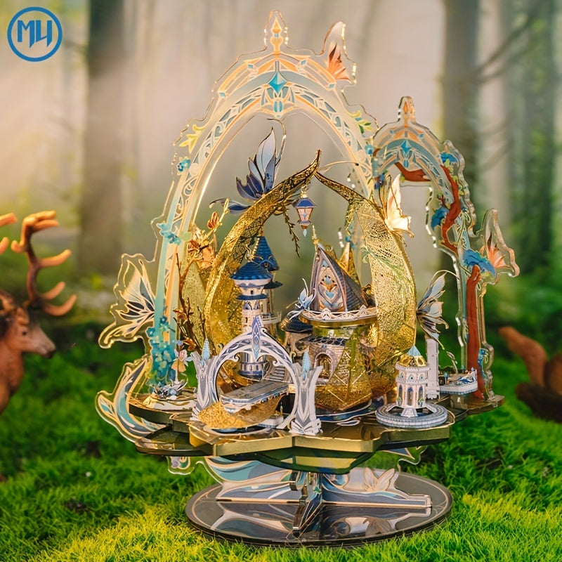 3D Metal Puzzle Kit - Angel Story Princess & Elf Series with Display Stand - Miniature Model Building Set for Adults - Elf Throne, Elf Castle or Elf Carriage - Unique Birthday, Christmas & New Year Gift