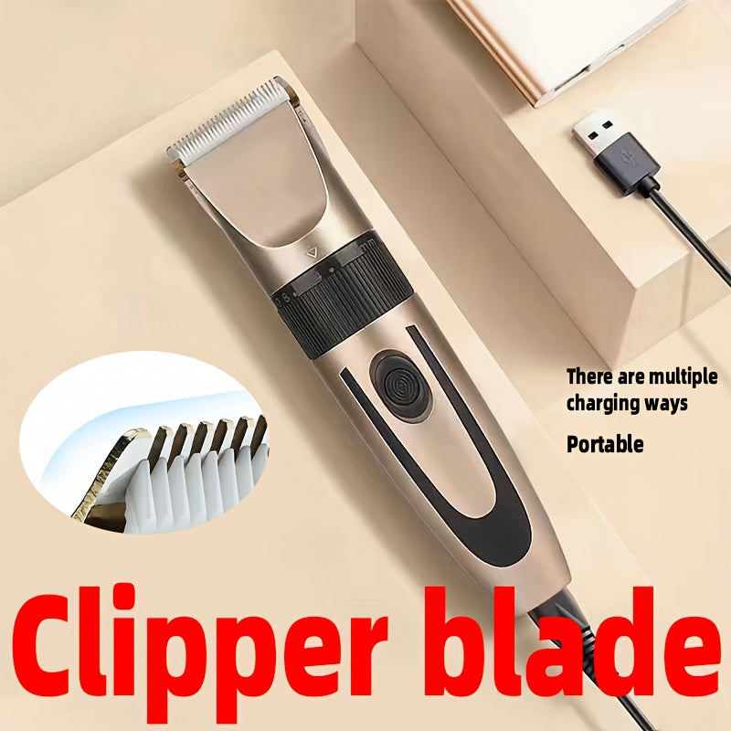 Professional Wireless Pet Hair Clipper USB Rechargeable - Low Noise Dog & Cat Grooming Trimmer Set with 4 Guide Combs, Cordless Electric Pet Shaver for Full Body Coat Trimming, Suitable for Most Pets
