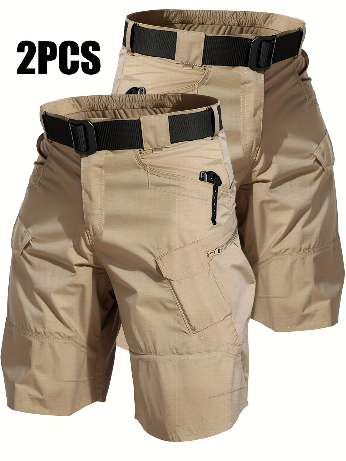 2-Pack Men's Cargo Shorts with Multi-Pocket - Durable Relaxed Fit Outdoor Hiking Camping Fishing Work Shorts, Tactical Utility Bottoms for Men Sizes S-XXXL, Black Gray Khaki Army Green