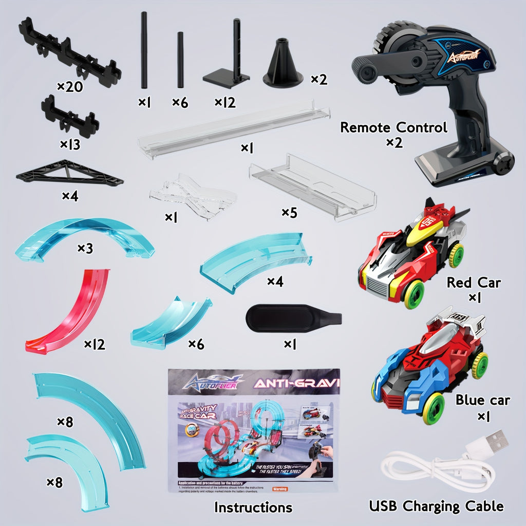 RC Track Car Rail Racing Toy Set, Build Your Own 3D Super Track Slot Car Playset with 2 Cars & 2 Remote Controllers – STEM Kids Gift for Boys Girls Ages 6+