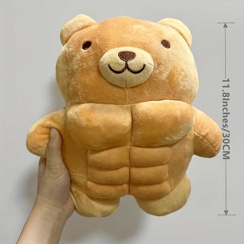 Big Muscle Stuffed Animal Plush Toy 12 Inch, Funny Cute Teddy Bear & Lion Soft Plushie Pillow Doll, Novelty Animal Figure Gift for Kids Adults, Best Christmas Halloween Birthday Present