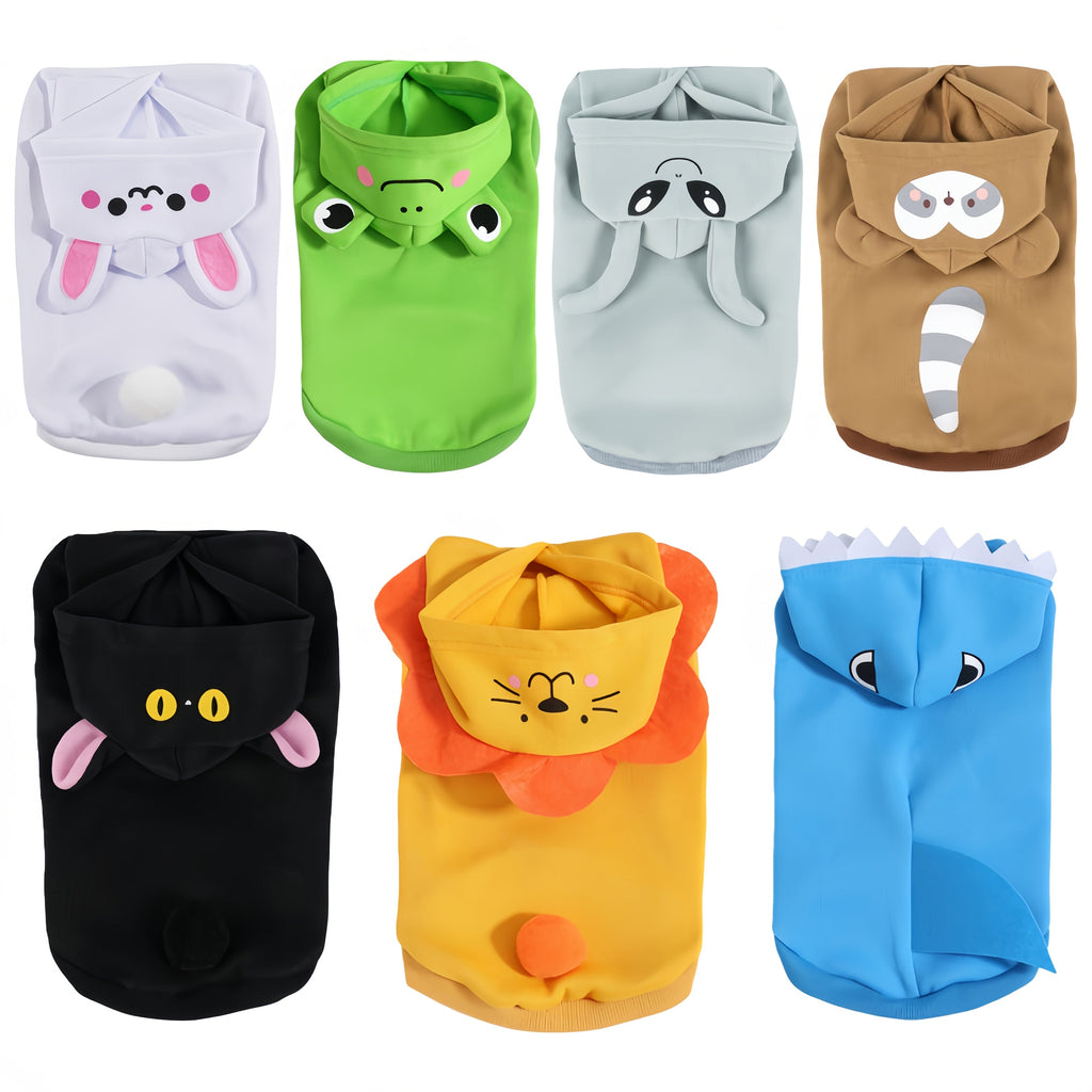 Cute Cartoon 3D Animal Dog Hoodie - Warm Polyester Knit Pet Sweatshirt for Small & Medium Dogs, Newborn Puppies, All-Season Puppy Clothes with Funny Animal Costume Design, Cozy Dog Outfit for Indoor & Outdoor Wear