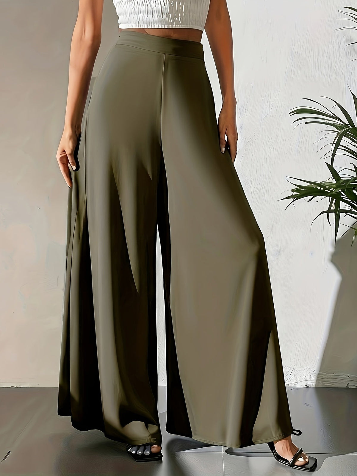 Women's Wide Leg Pants Casual Elastic Waist Lightweight Loose Long Pants for Women All Seasons Comfortable Fit Multiple Colors S-XXL