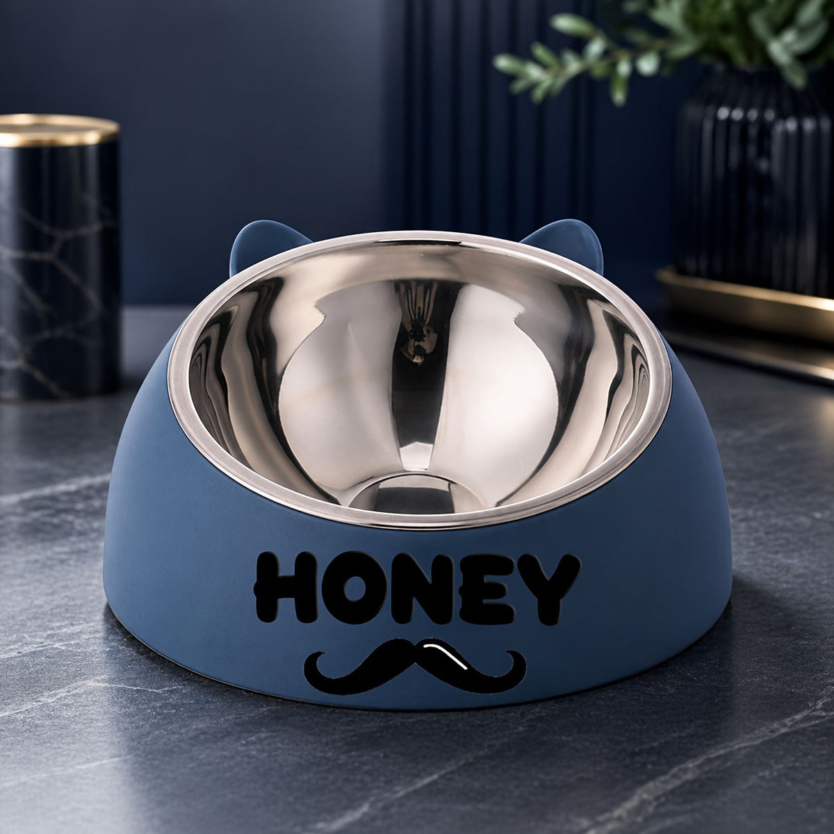 Personalized Stainless Steel Tilted Pet Bowl for Cats and Dogs Custom Name Ergonomic Neck Protection Food Water Bowl Great Gift for Pets Small Medium Large