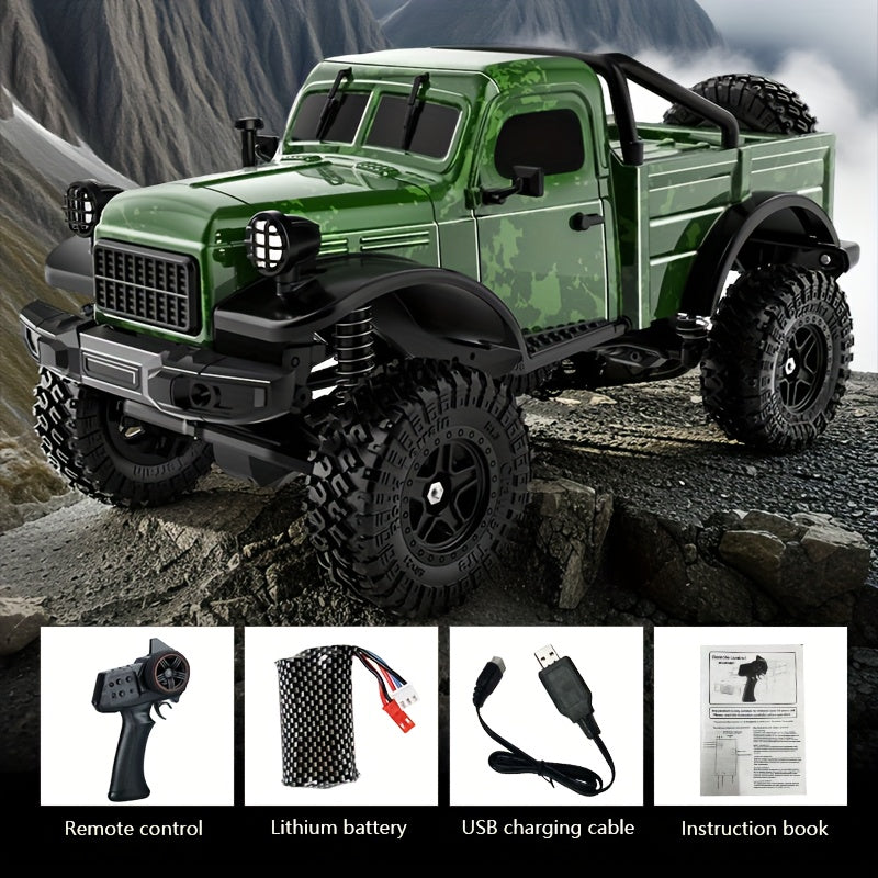 High-Torque RC Pickup Truck Crawler - Carbon Brushed Motor, Ultra-Low Center Chassis, Lightweight Vacuum Shell & Wide-Traction Axle | All-Terrain Rock Climbing RC Car for Adults & Kids | Off-Road Hobby Gift