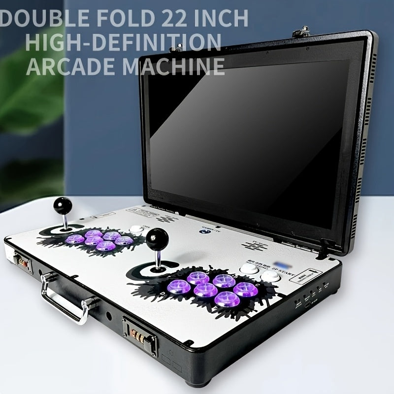 Arcade Game Console 22 Inch Stand-Up Full Size Folding Arcade Machine 4 Player 22 LED Screen 2 Sanwa Joysticks Gamepad Multi-Language Home Game Room Family Entertainment Classic Fight