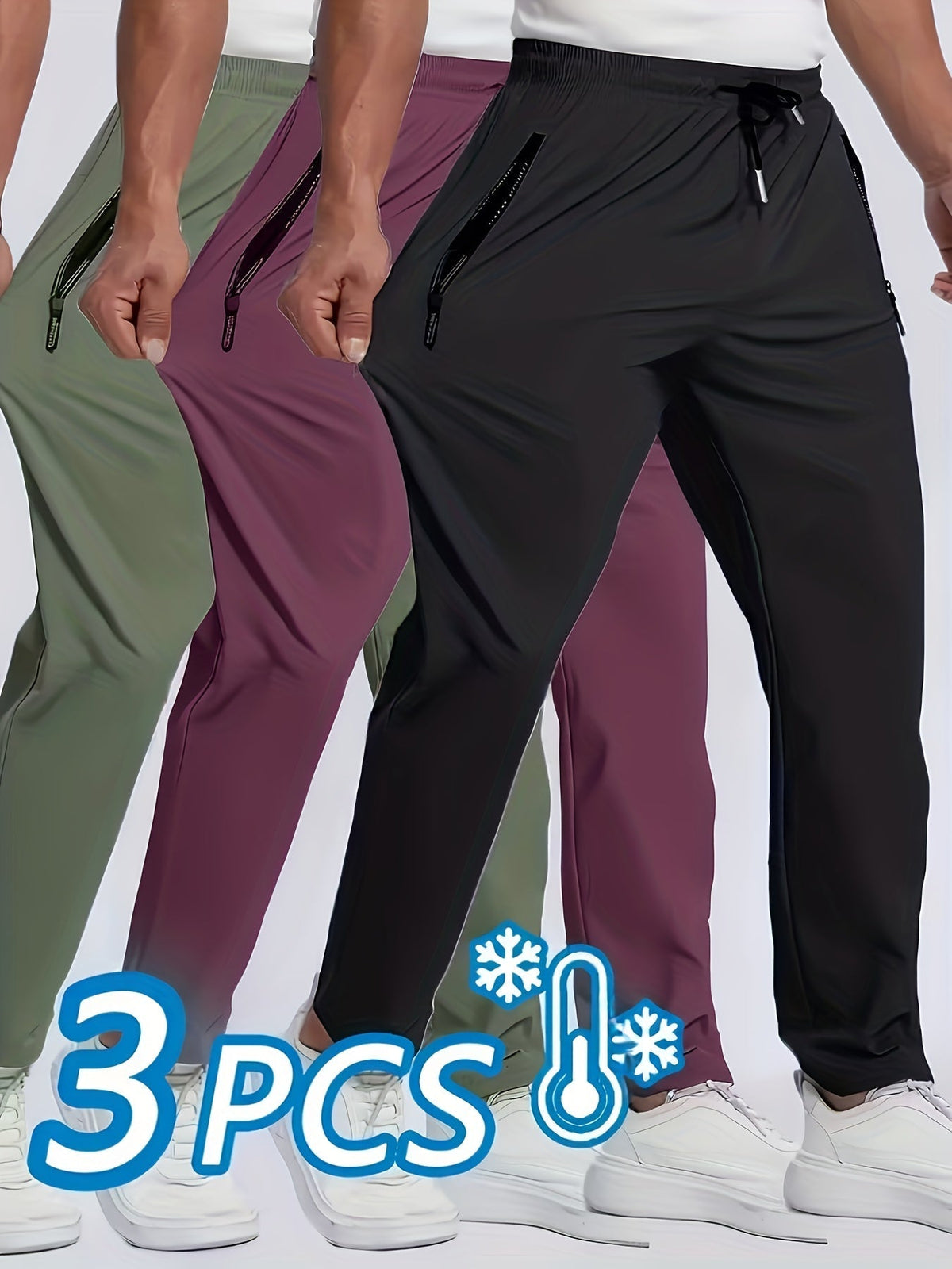 Men's Athletic Pants 3-Pack Lightweight Stretchy Quick-Dry Sports Pants for Running Rock Climbing Outdoor Activities – Breathable Multi-Color Summer Activewear S-XXXL