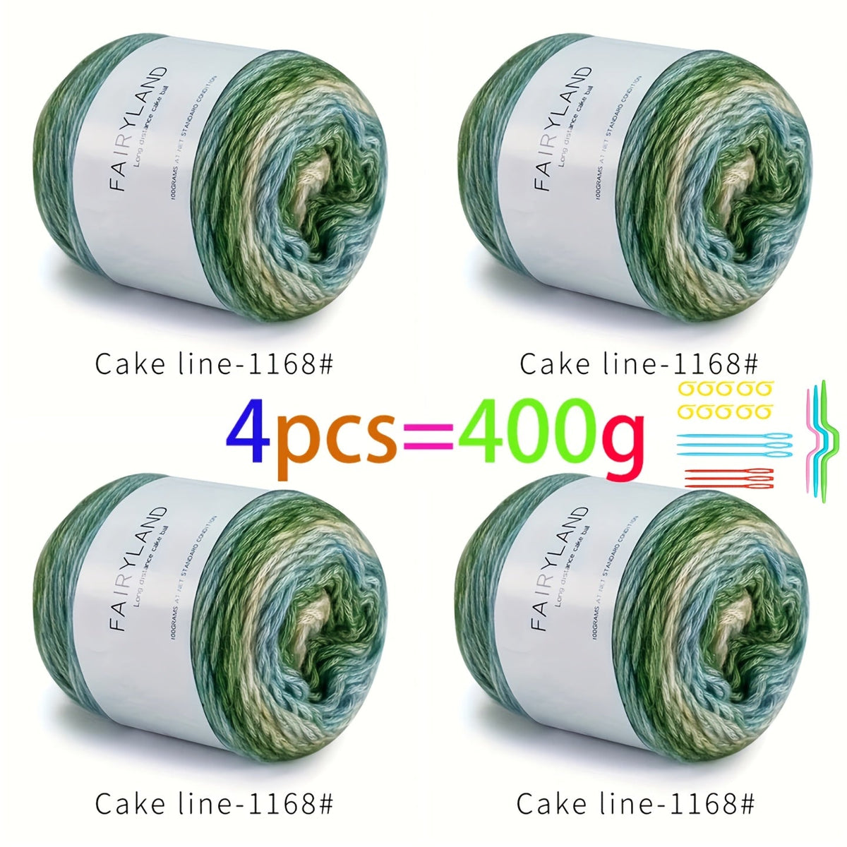 Colorful Yarn Thread & Weaving Accessories Kit 2/4pcs Cotton Acrylic Wool Blend with C-Type Buckle Weaving Needle Bow Twist Needle DIY Knitting Crochet Sweater Scarf Beginner Craft Set