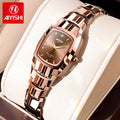 Glow in the Dark Women's Rhinestone Quartz Watch – Luminous Square Dial Ladies Wristwatch with Sparkling Crystal Bezel, Zinc Alloy Band, Elegant Fashion Timepiece, Birthday Valentine Gift for Her