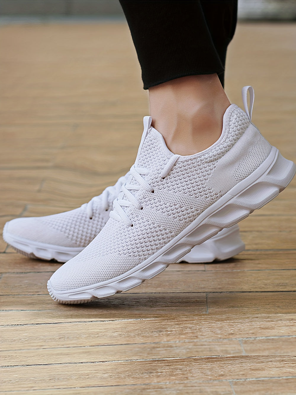 Men's Lightweight Breathable Knit Mesh Sneakers EVA Sole Low-Top Lace-Up Running Walking Shoes White Red Black Round Toe All-Season Gym Travel Daily Wear Sizes US 6-13.5