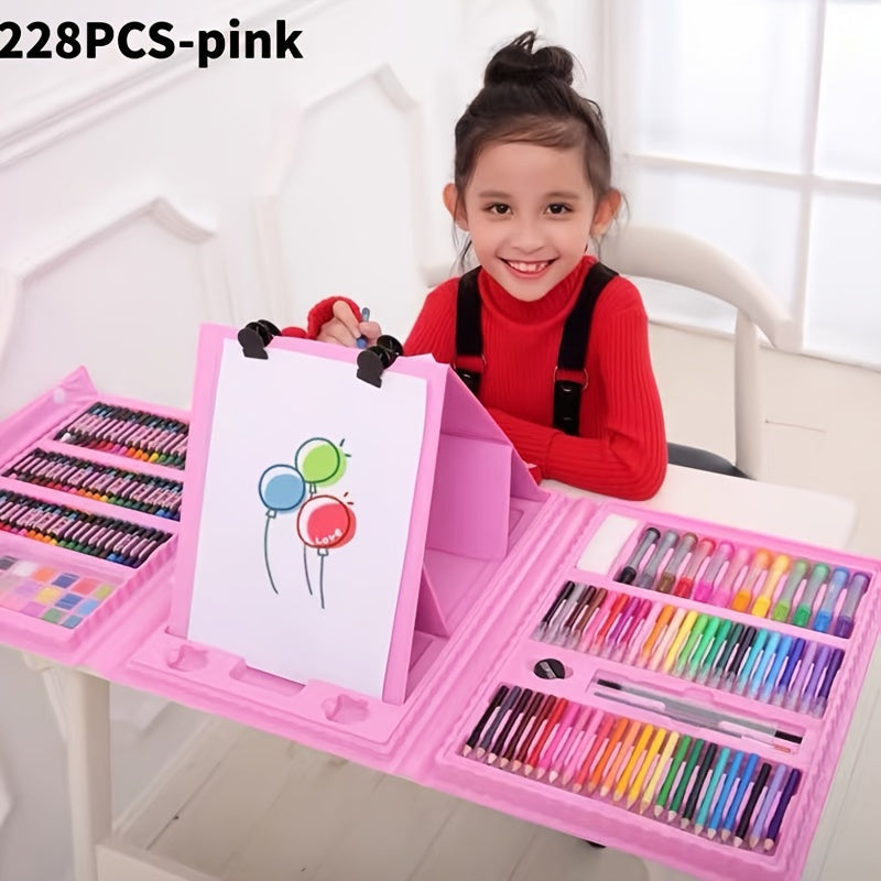 228 Piece Kids Art Supplies Set, Deluxe Painting & Drawing Kit with Oil Pastels, Crayons, Colored & Acrylic Markers, Watercolor Brushes & Drawing Pad, Gift for Kids