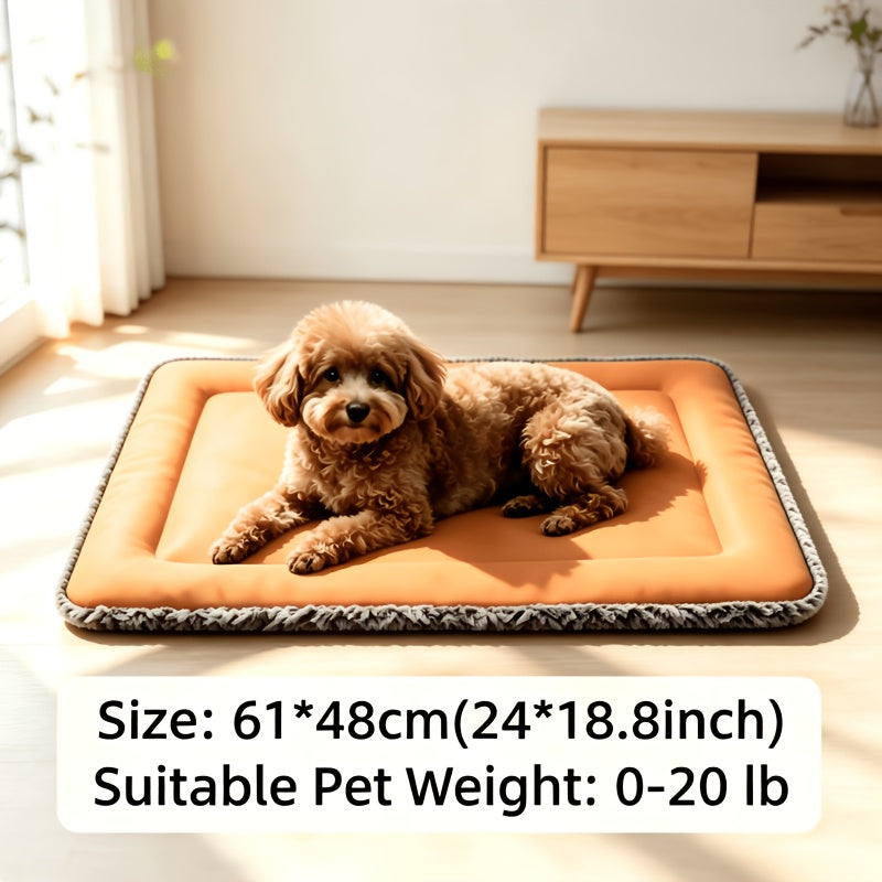 Dog Cooling Mat for Summer – Soft Polyester Pet Cooling Pad with Neck Support, Indoor Sleeping Floor Mat for Extra Small, Small & Medium Dogs & Cats, Heat Relief Bed